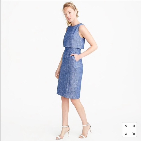 J. Crew Dresses & Skirts - NWT J.Crew Going Places Sheath Tweed Dress Blue White Size 8